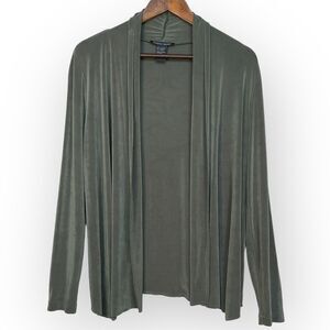 Boston Proper Open‎ Front Sweater Cardigan Women Size M Green Stretch Slinky